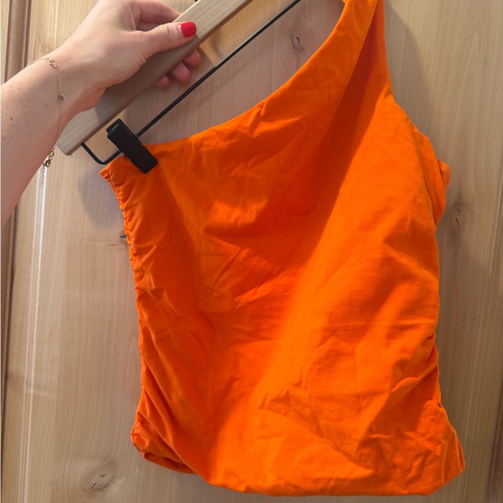 superdown Bright Orange One-Shoulder Tank Top